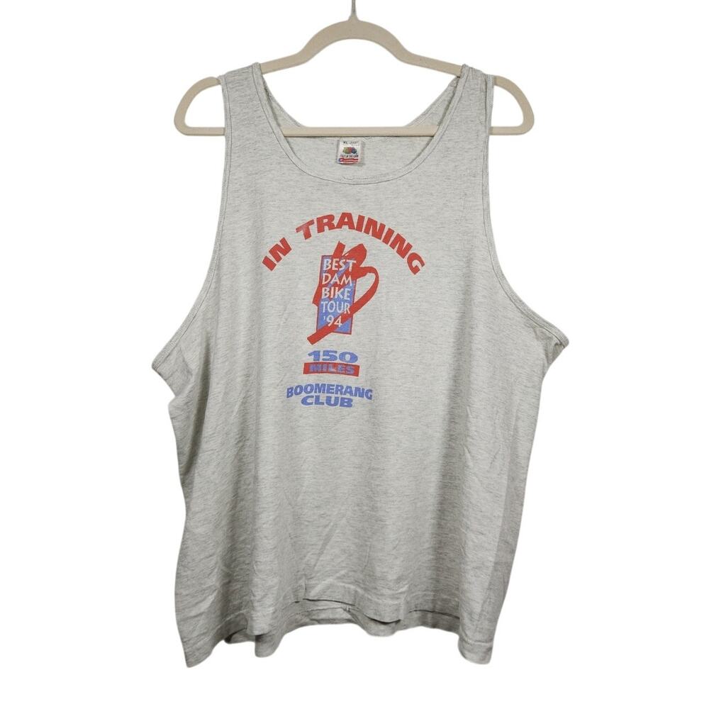 Vintage Best Dam Bike Tour Wisconsin Tank Top Boomerang Club XL Fruit Loom
